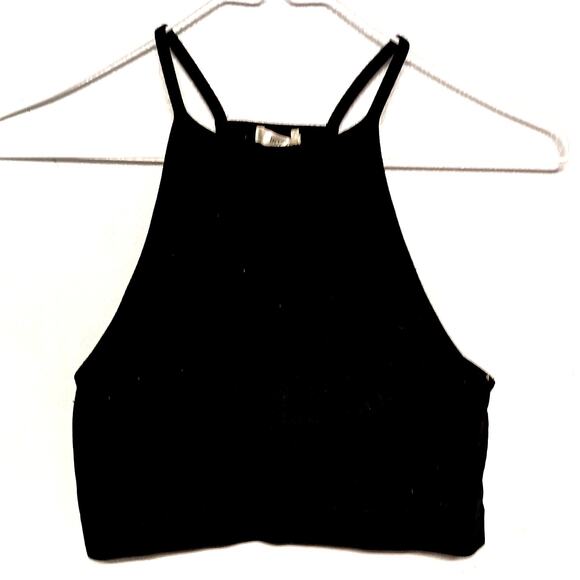 BOZZOLO Rib Knit Cropped Tank Top SZ S Black - Picture 1 of 5